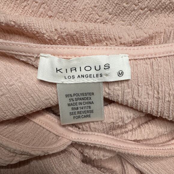 Kirious Long Sleeve Square Neck Tie Front Top Light Pink Size M Coquette Pastel - Picture 4 of 7